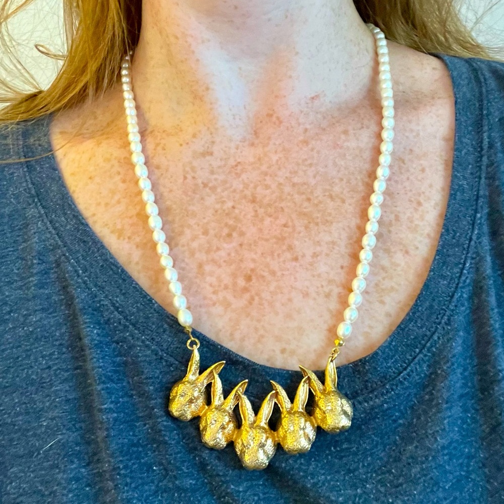 Anthropologie pearl cottontail necklace